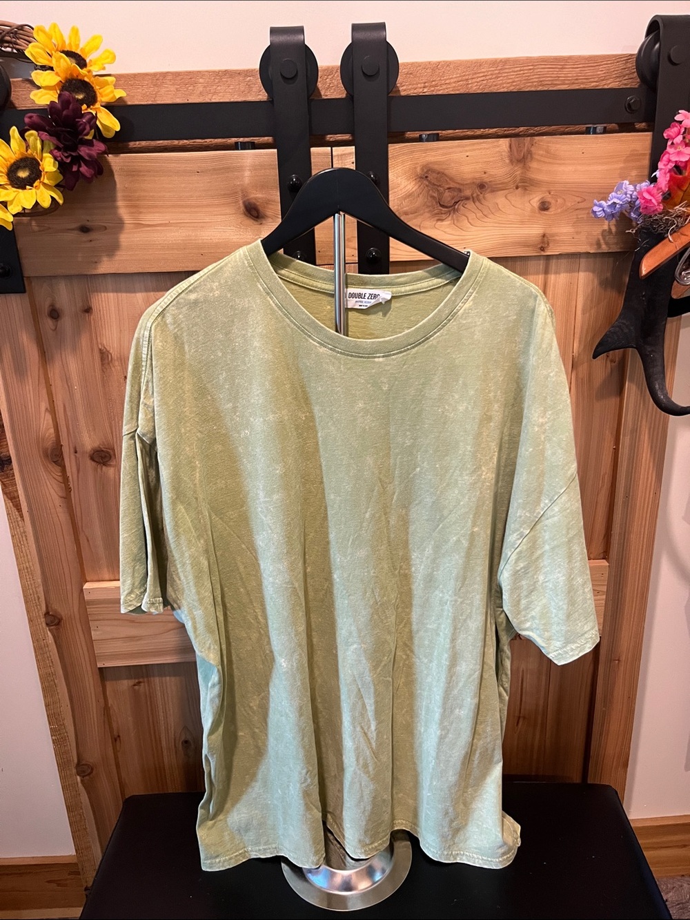 Double Zero Mineral Washed Sage Green Short Sleeve Tee